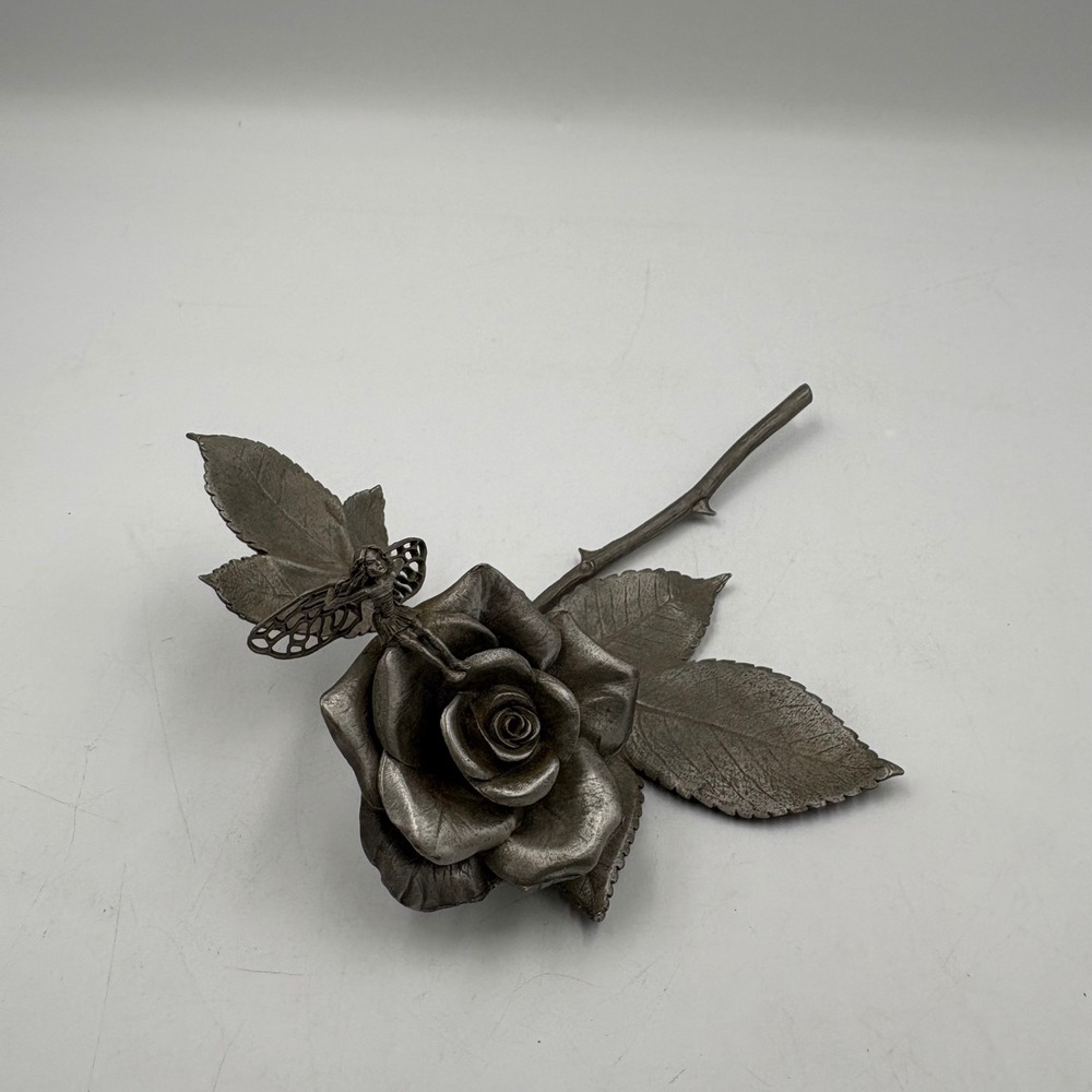 Rawcliffe Pewter Rose Fairy Figurine Unisex Small Silver Good 1996 Sculpture